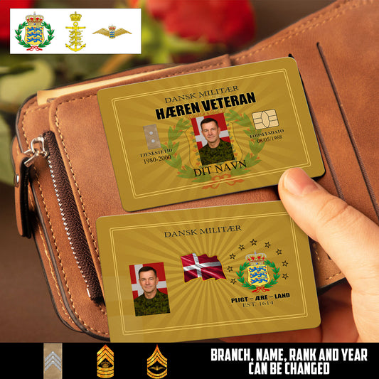 Personalized Denmark Soldier/ Veteran With Rank, Name And Year Aluminum Wallet Card - 17548704