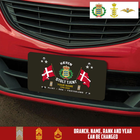 Personalized Denmark Veteran/ Soldier With Rank, Name And Year License Plate - 17763840