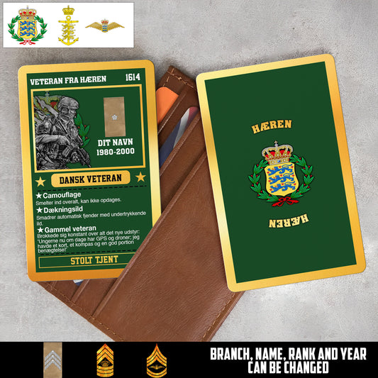 Personalized Denmark Soldier/ Veteran With Rank, Name And Year Aluminum Wallet Card - 17508096