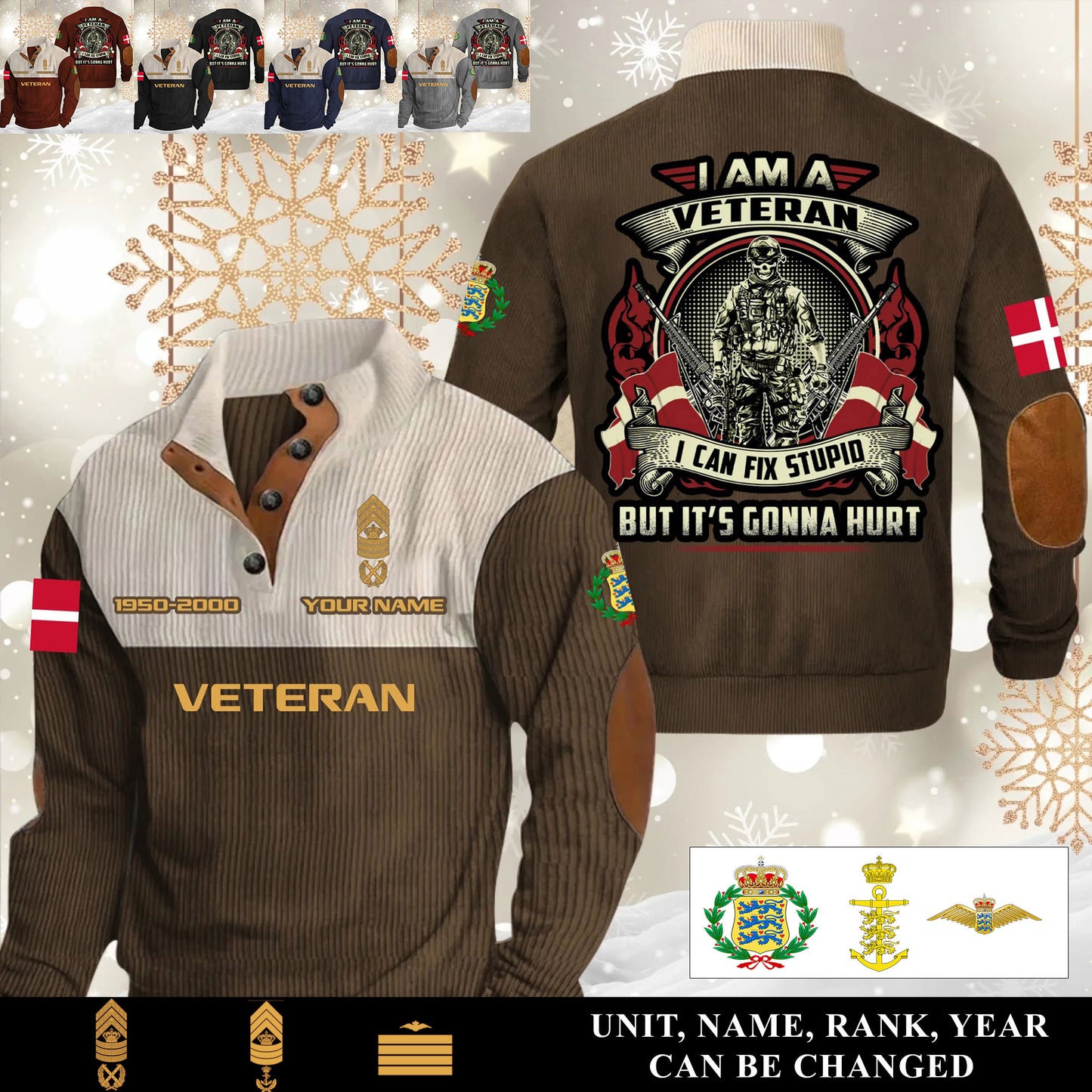 Personalized Denmark Soldier/ Veteran With Name, Year And Rank Sports Sweatshirt - 17554752