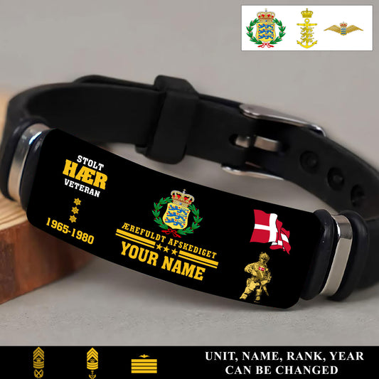 Personalized Denmark Soldier/ Veteran With Rank, Name And Year Bracelet - 17538336