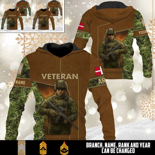 Personalized Denmark Soldier/Veteran Camo with Name and Rank Hoodie All Over Printed - 17527968
