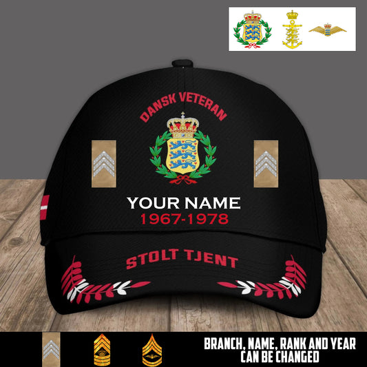 Personalized Rank, Year And Name Denmark Soldier/Veterans Baseball Cap - 17540064