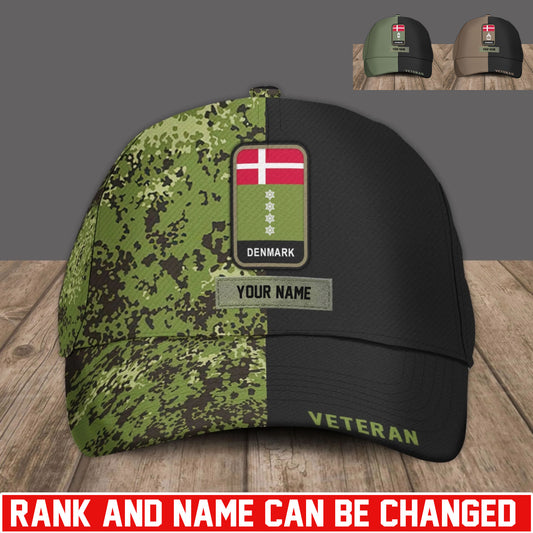 Personalized Rank And Name Denmark Soldier/Veterans Baseball Cap - 17734464