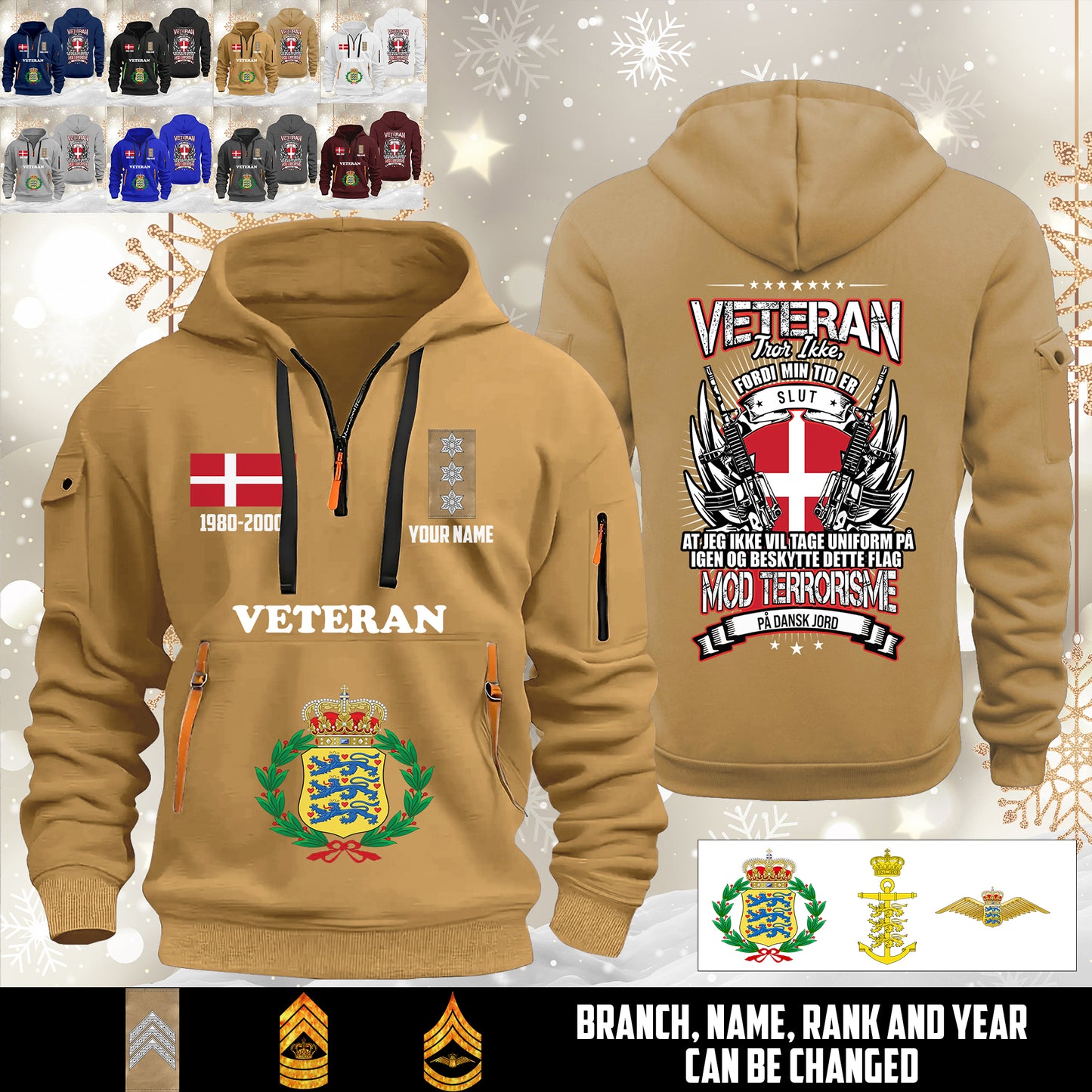 Personalized Denmark Soldier/ Veteran With Name, Year And Rank Zip Hoodie Multicolor - 17642880