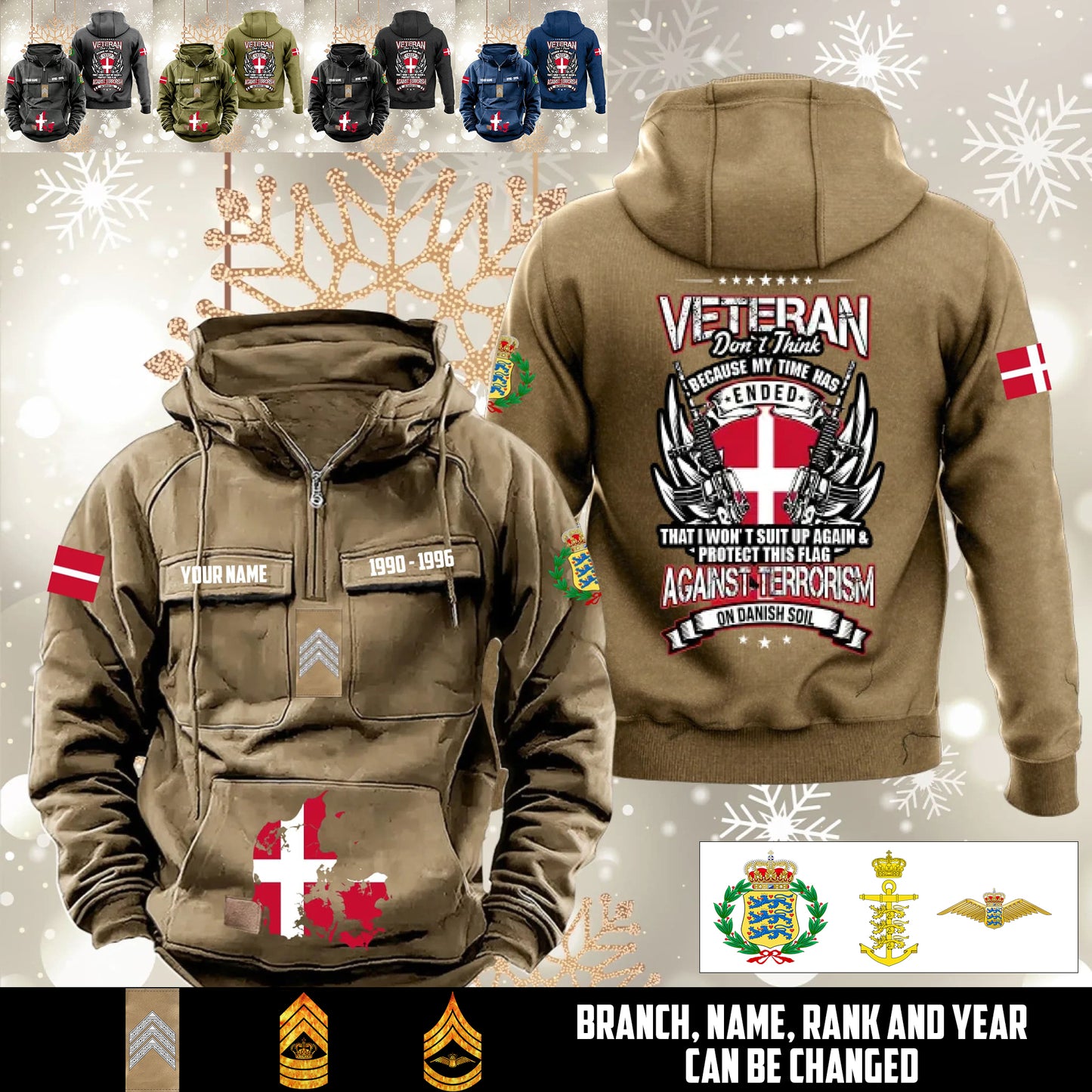Personalized Denmark Soldier/Veteran Vintage Hoodie All Over Printed - 1760572801