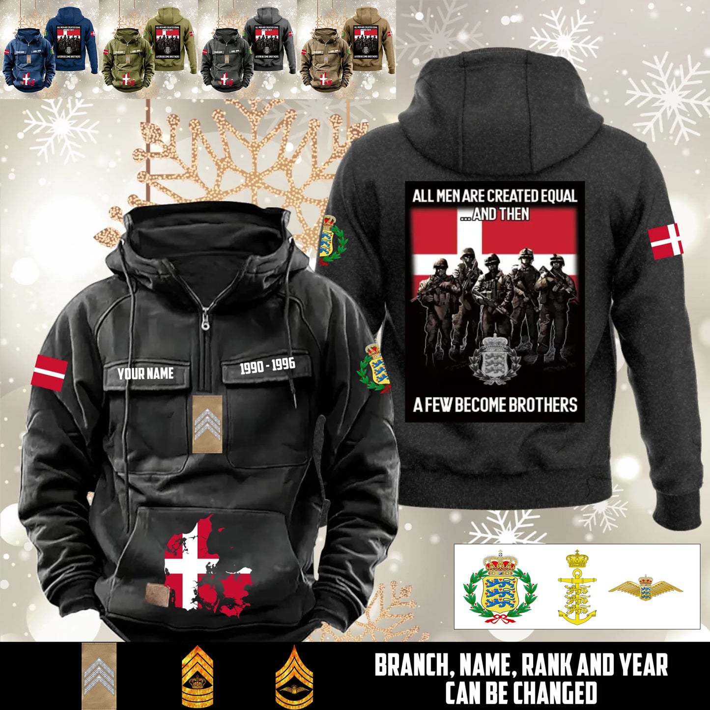 Personalized Denmark Soldier/Veteran Vintage Hoodie All Over Printed - 1760486401