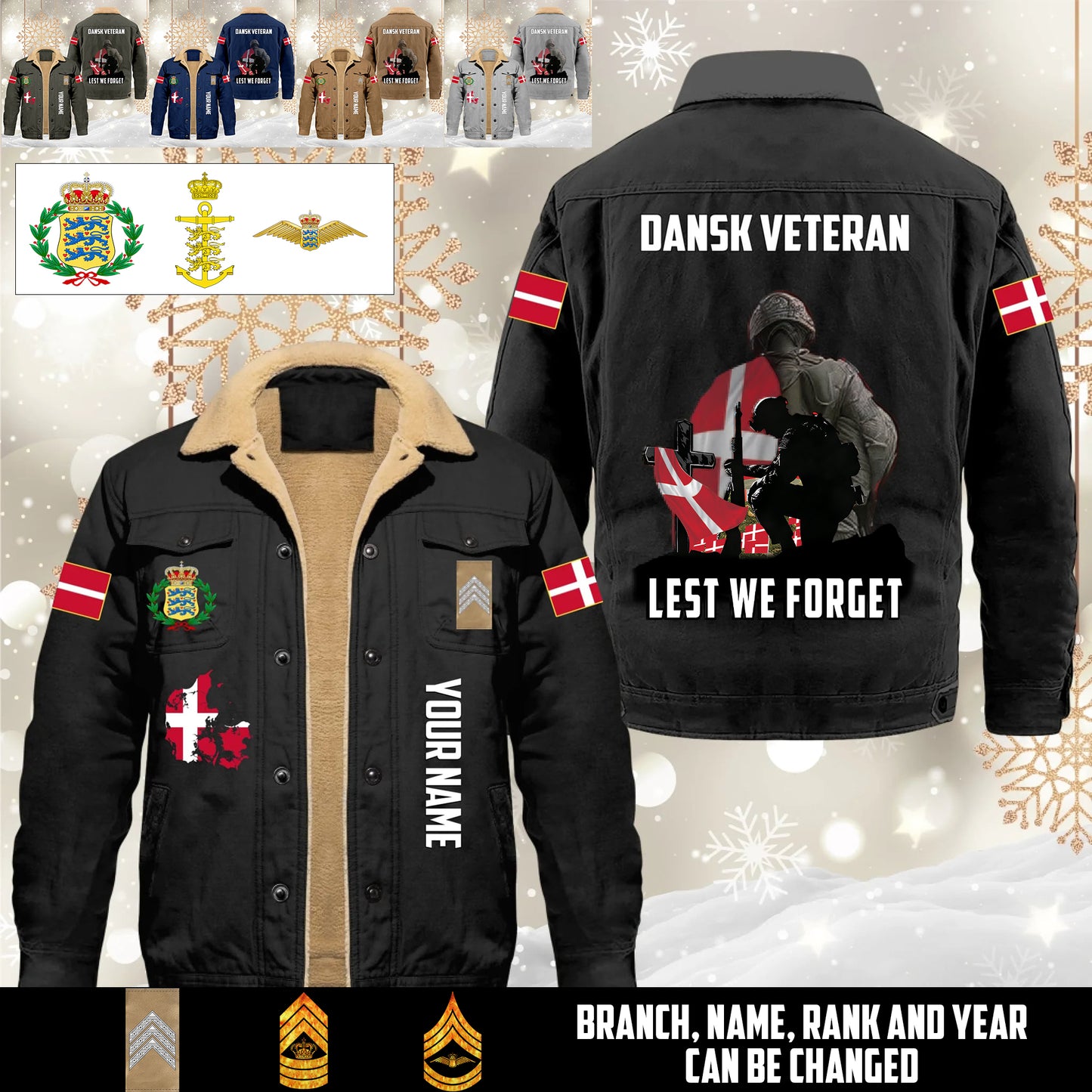 Personalized Denmark Soldier/ Veteran With Name And Rank Cargo Fleece Jacket - 17635968