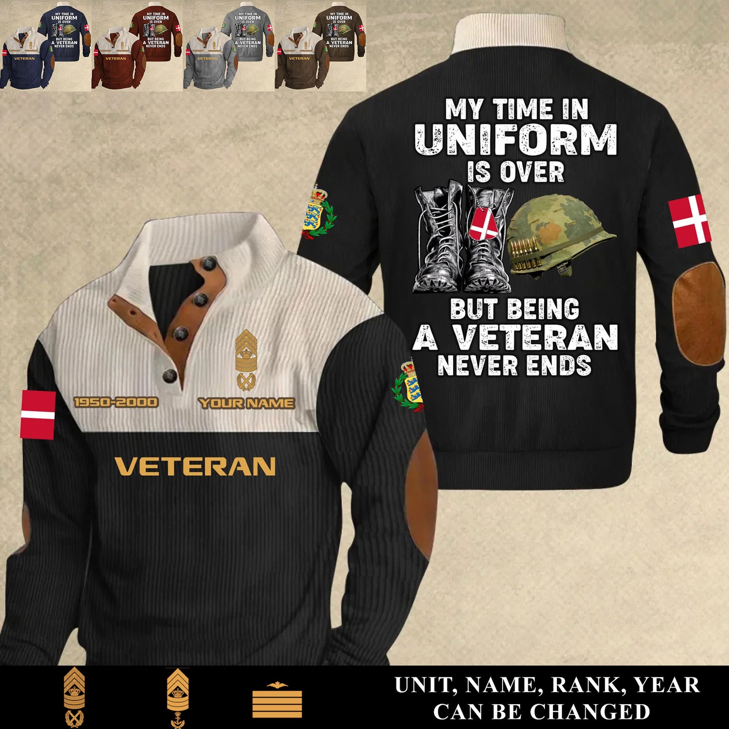 Personalized Denmark Soldier/ Veteran With Name, Year And Rank Sports Sweatshirt - 17553024