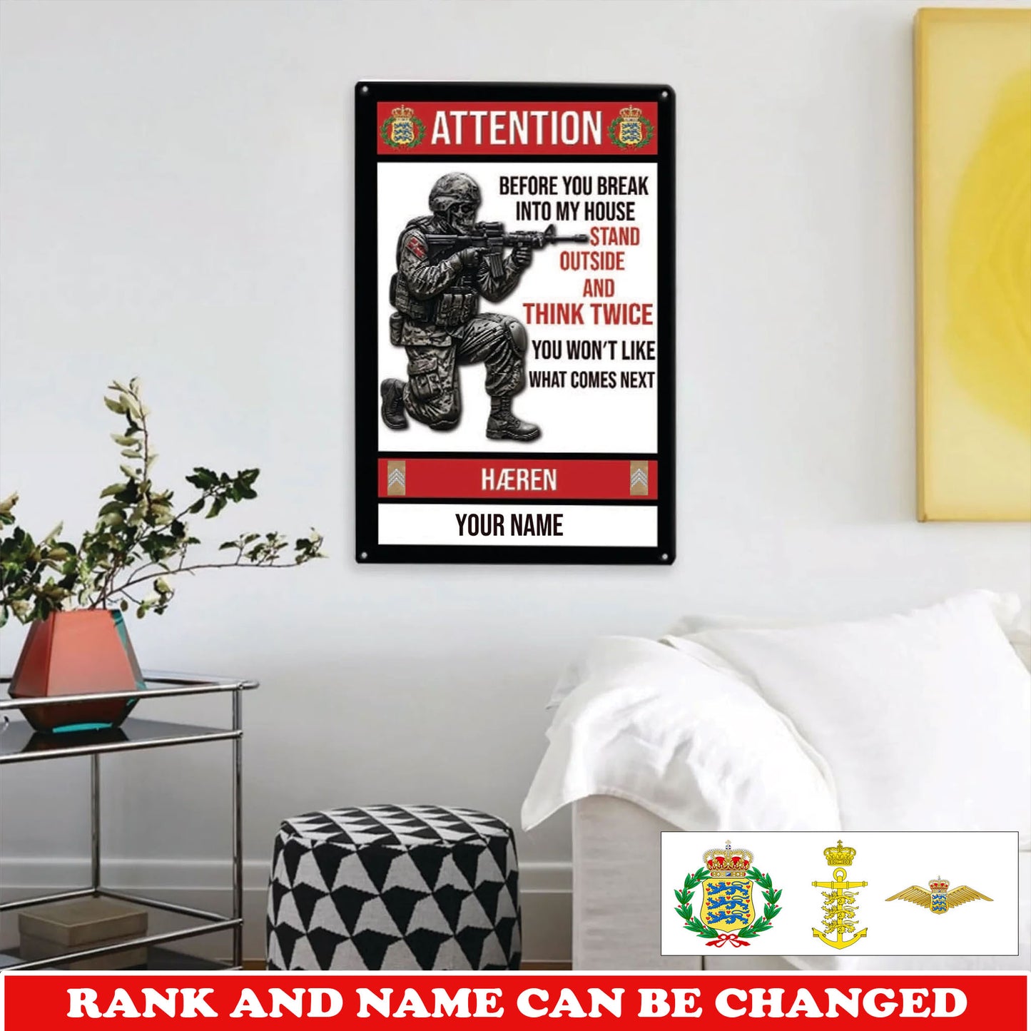 Personalized Denmark Soldier/ Veteran Cut Metal Sign - 17759520