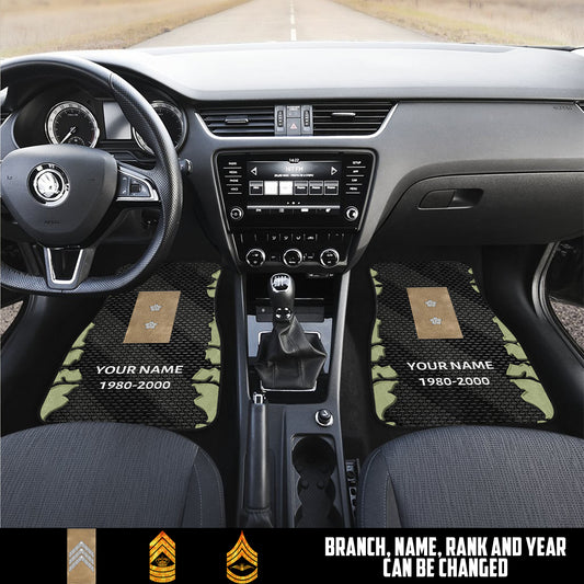 Personalized Name And Rank Denmark Veteran/Soldier Car Floor Mat - 17491680