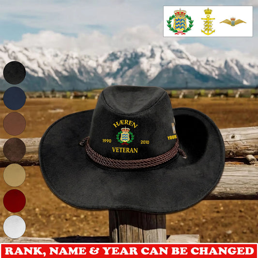 Personalized Denmark Soldier/ Veteran With Rank, Name and Year Cowboy Hat - 17752608