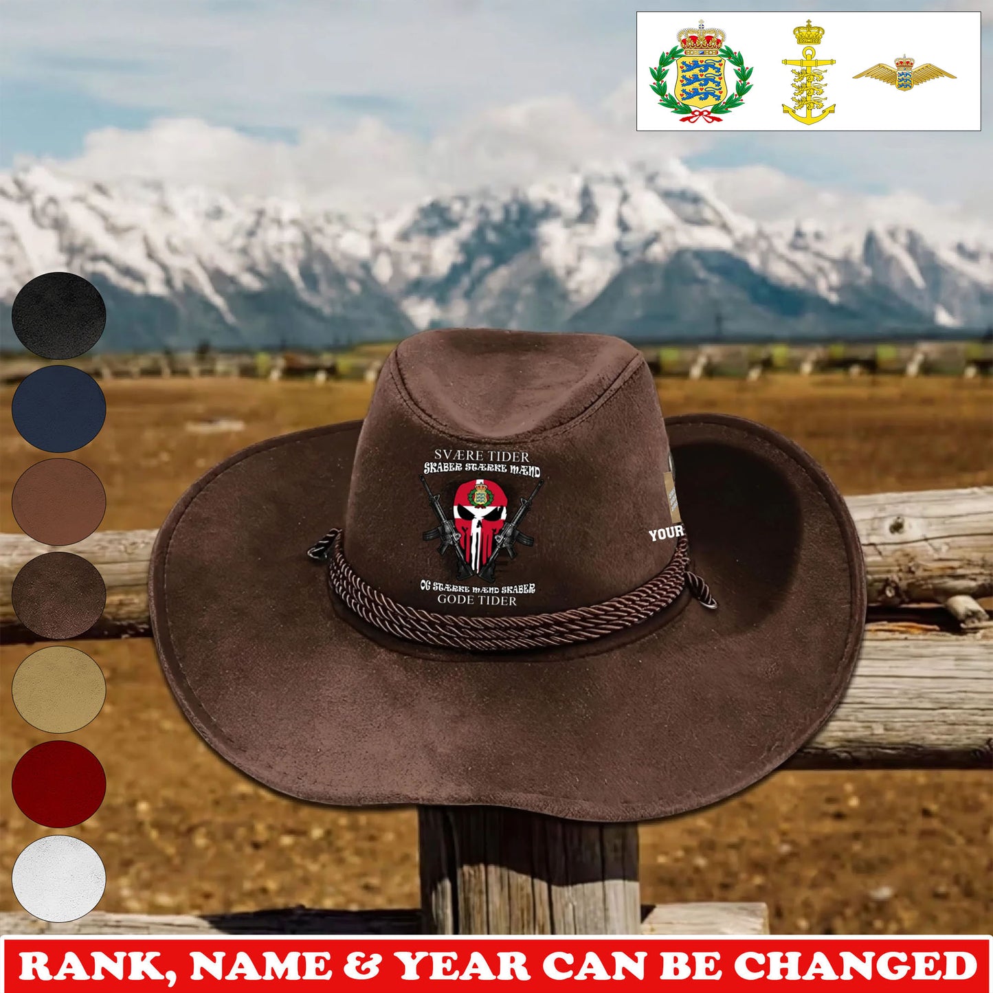 Personalized Denmark Soldier/ Veteran With Rank, Name and Year Cowboy Hat - 1775433602