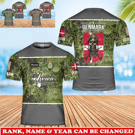 Personalized Denmark Soldier/Veteran Camo with Rank, Name & Year T-Shirt All Over Printed - 17738784