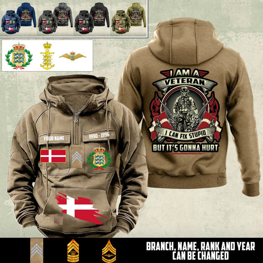 Personalized Denmark Soldier/Veteran Vintage Hoodie All Over Printed - 17544384