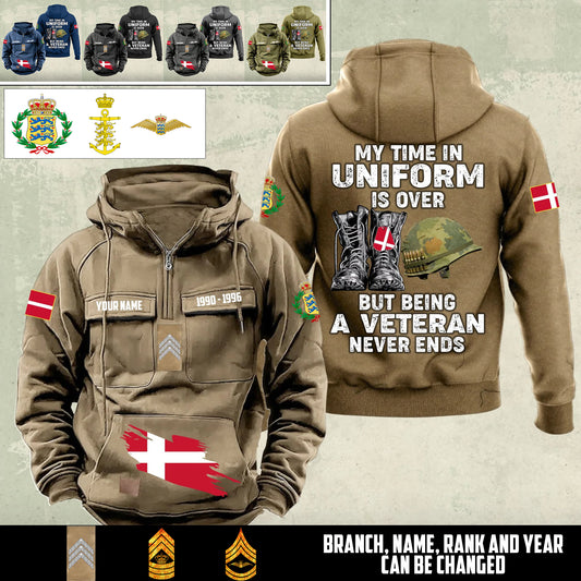 Personalized Denmark Soldier/Veteran Vintage Hoodie All Over Printed - 17545248