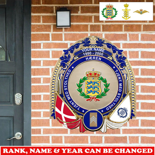 Personalized Rank, Name And Year Denmark Soldier/Veterans Wooden Sign - 17736192