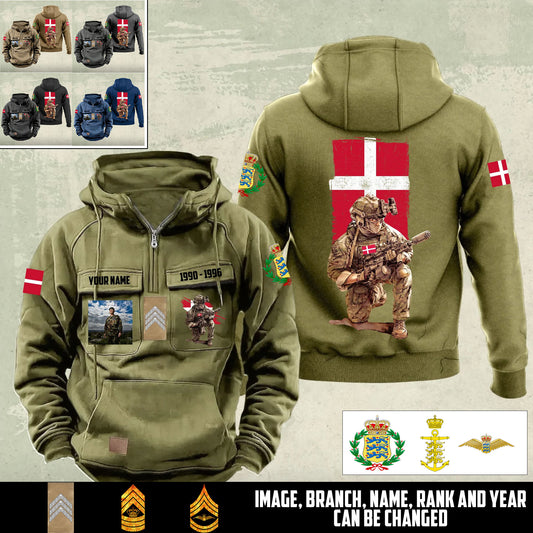 Personalized Denmark Soldier/Veteran Vintage Hoodie All Over Printed - 17499456