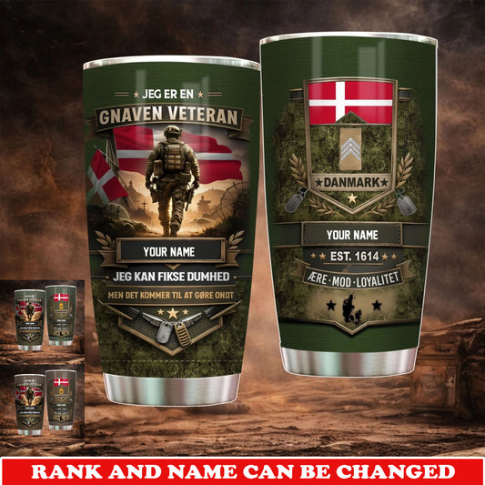 Personalized Denmark Veteran/ Soldier With Rank And Name Camo Tumbler - 17731872