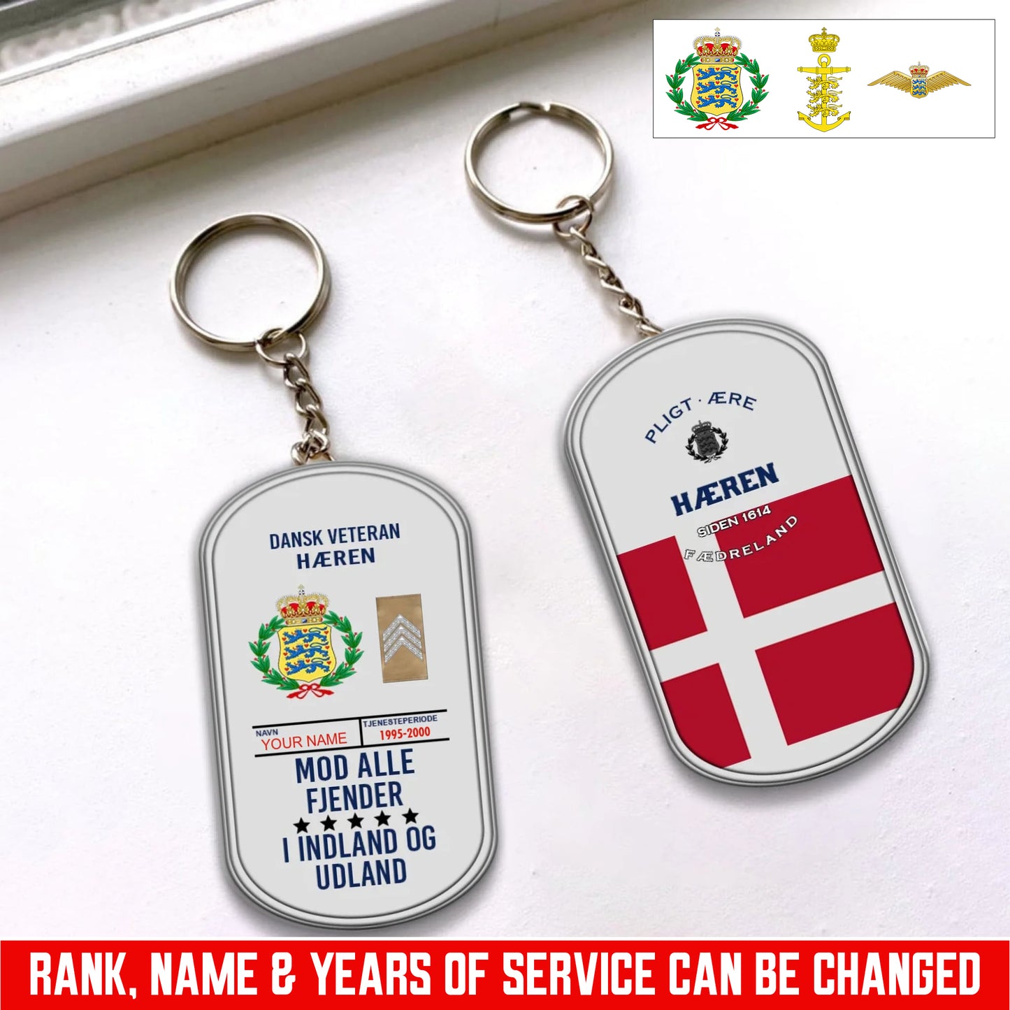 Personalized Rank And Name And Year Denmark Soldier/Veterans Acrylic Keychain - 17681760