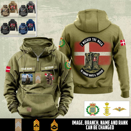 Personalized Denmark Soldier/Veteran Vintage Hoodie All Over Printed - 17498592