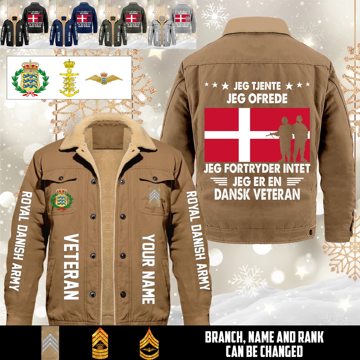 Personalized Denmark Soldier/ Veteran With Name And Rank Cargo Fleece Jacket - 1765843200