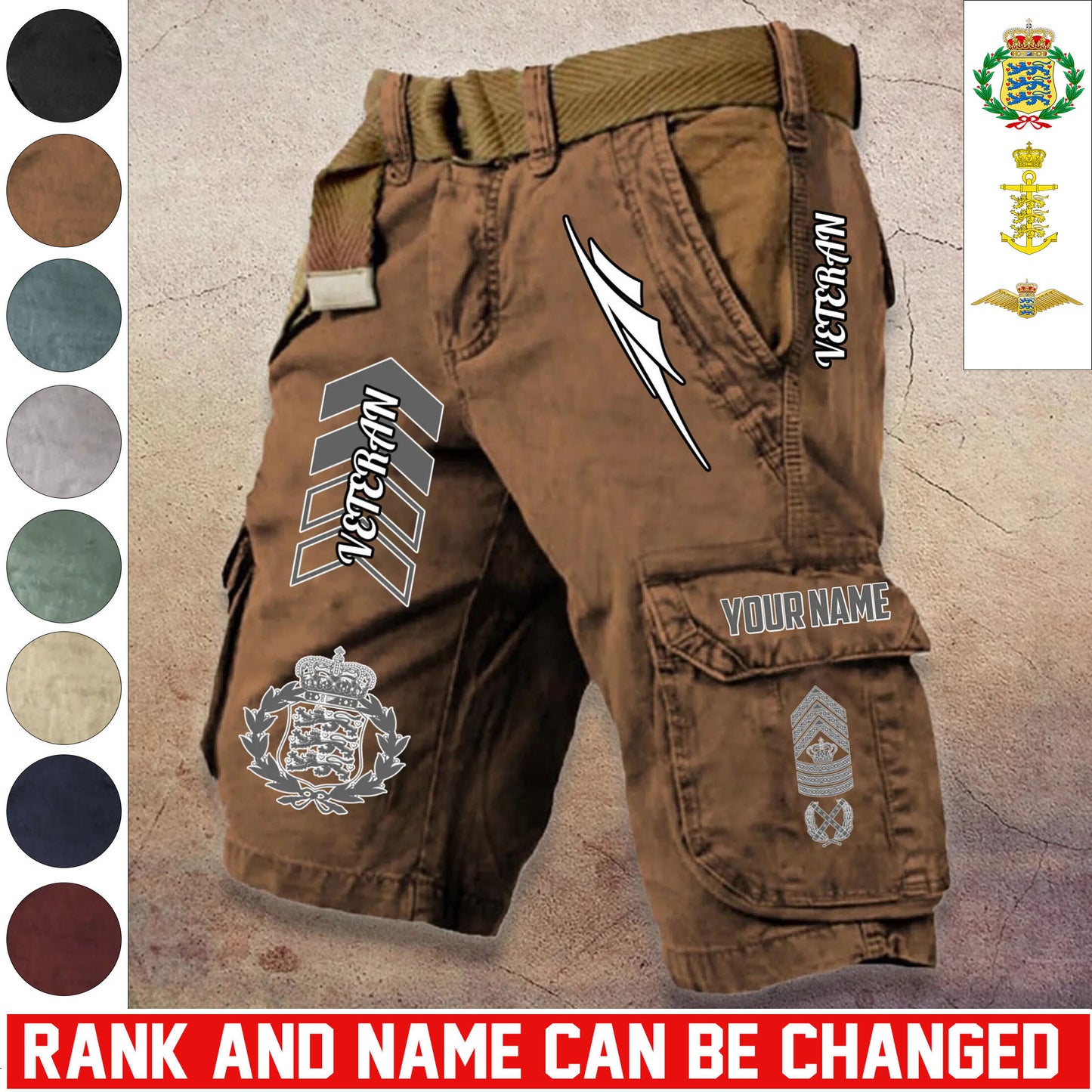 Personalized Denmark Soldier/ Veteran With Rank And Name Demin Shorts Multicolor - 17686944
