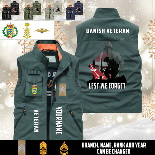 Personalized Denmark Soldier/ Veteran With Name & Rank Sleeveless Jacket Multicolor - 17632512