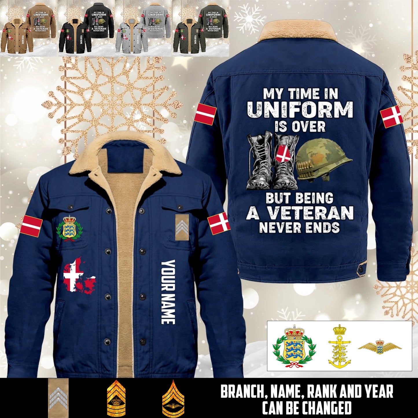 Personalized Denmark Soldier/ Veteran With Name And Rank Cargo Fleece Jacket - 17645472