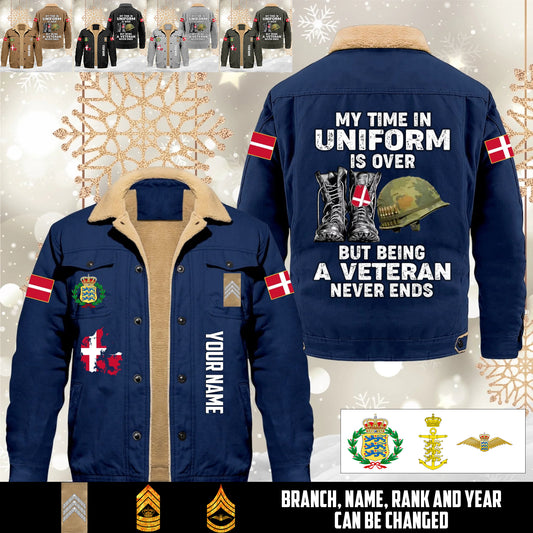 Personalized Denmark Soldier/ Veteran With Name And Rank Cargo Fleece Jacket - 17645472