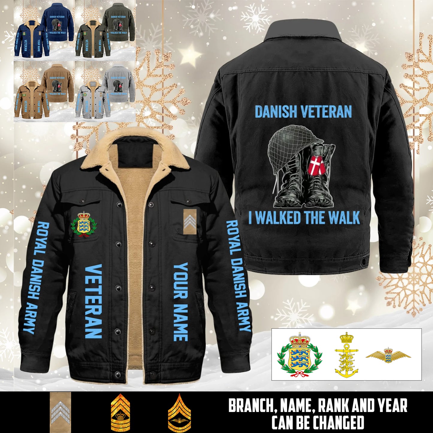 Personalized Denmark Soldier/ Veteran With Name And Rank Cargo Fleece Jacket - 17593632