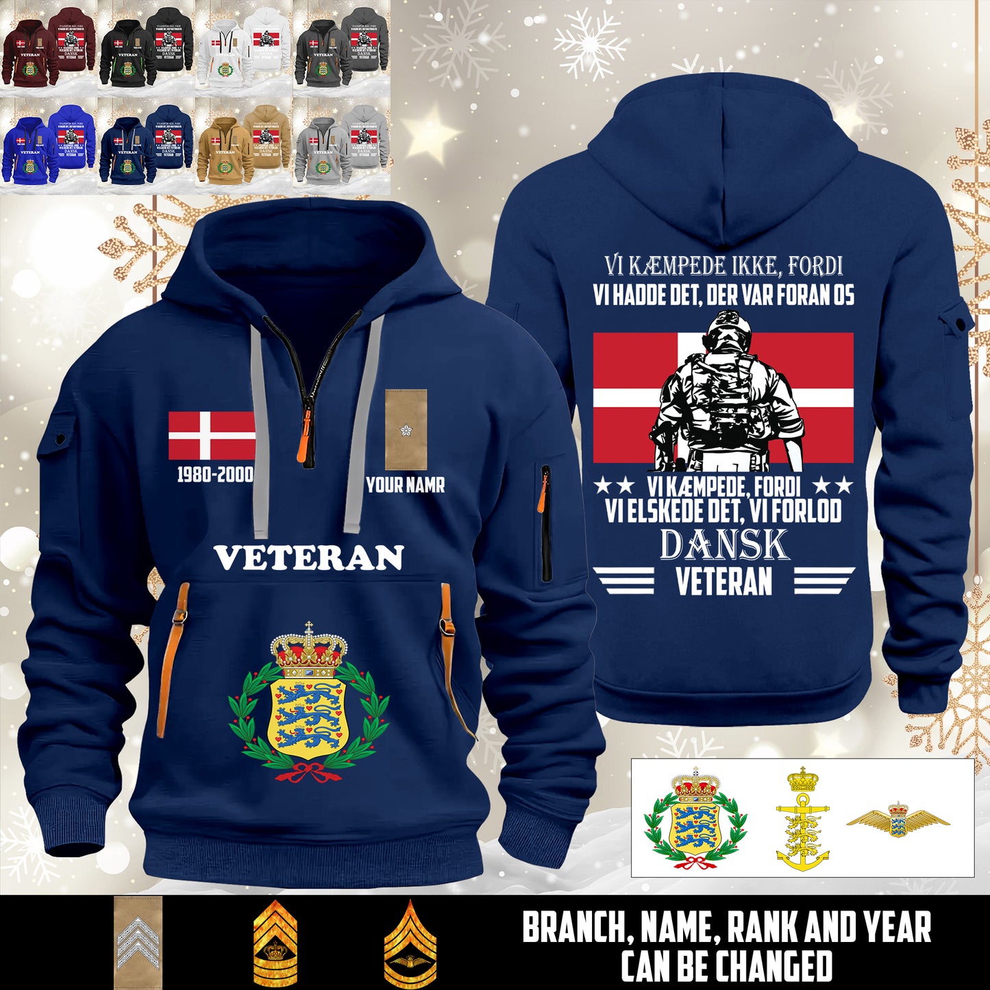 Personalized Denmark Soldier/ Veteran With Name, Year And Rank Zip Hoodie Multicolor - 17643744