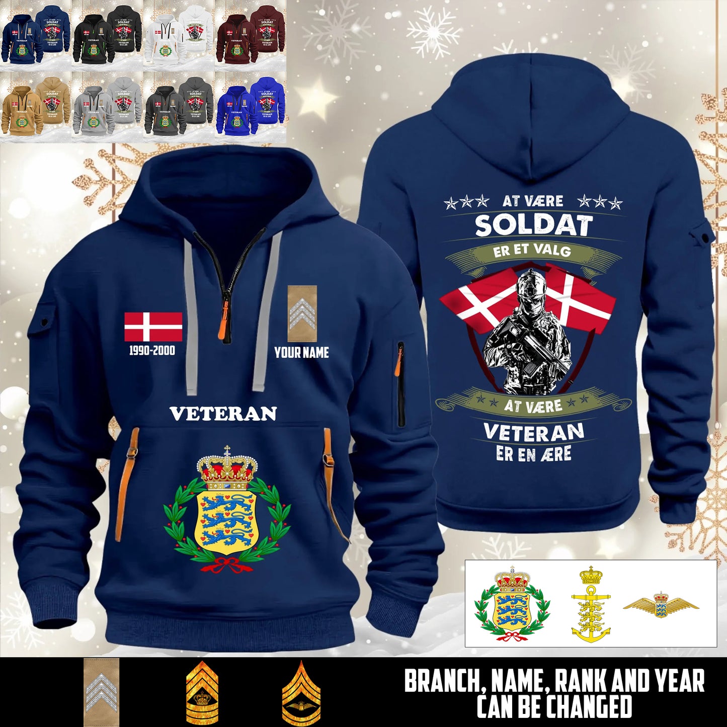 Personalized Denmark Soldier/ Veteran With Name, Year And Rank Zip Hoodie Multicolor - 17563392