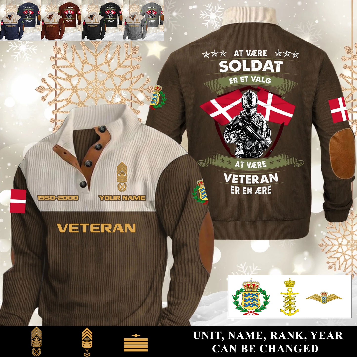 Personalized Denmark Soldier/ Veteran With Name, Year And Rank Sports Sweatshirt - 17565120
