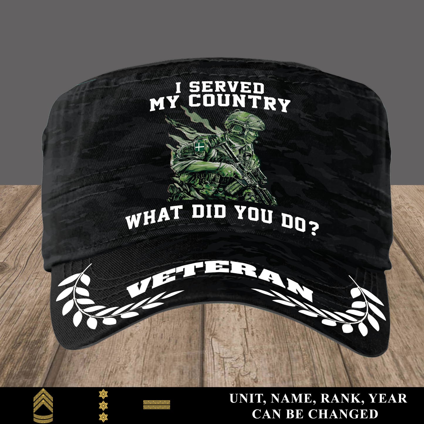 Personalized Denmark Soldier/ Veteran With Name, Year And Rank Military Cap -17496000