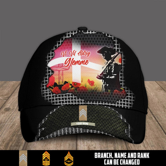 Personalized Rank And Name Denmark Soldier/Veterans Baseball Cap - 17680896
