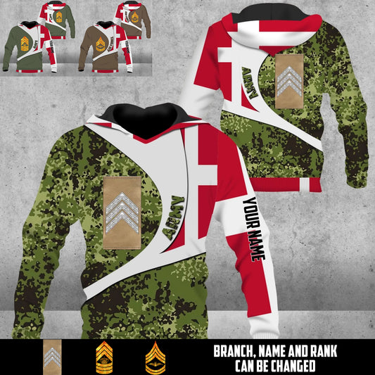 Personalized Denmark Soldier/Veteran Camo with Name & Rank Hoodie All Over Printed - 17675712