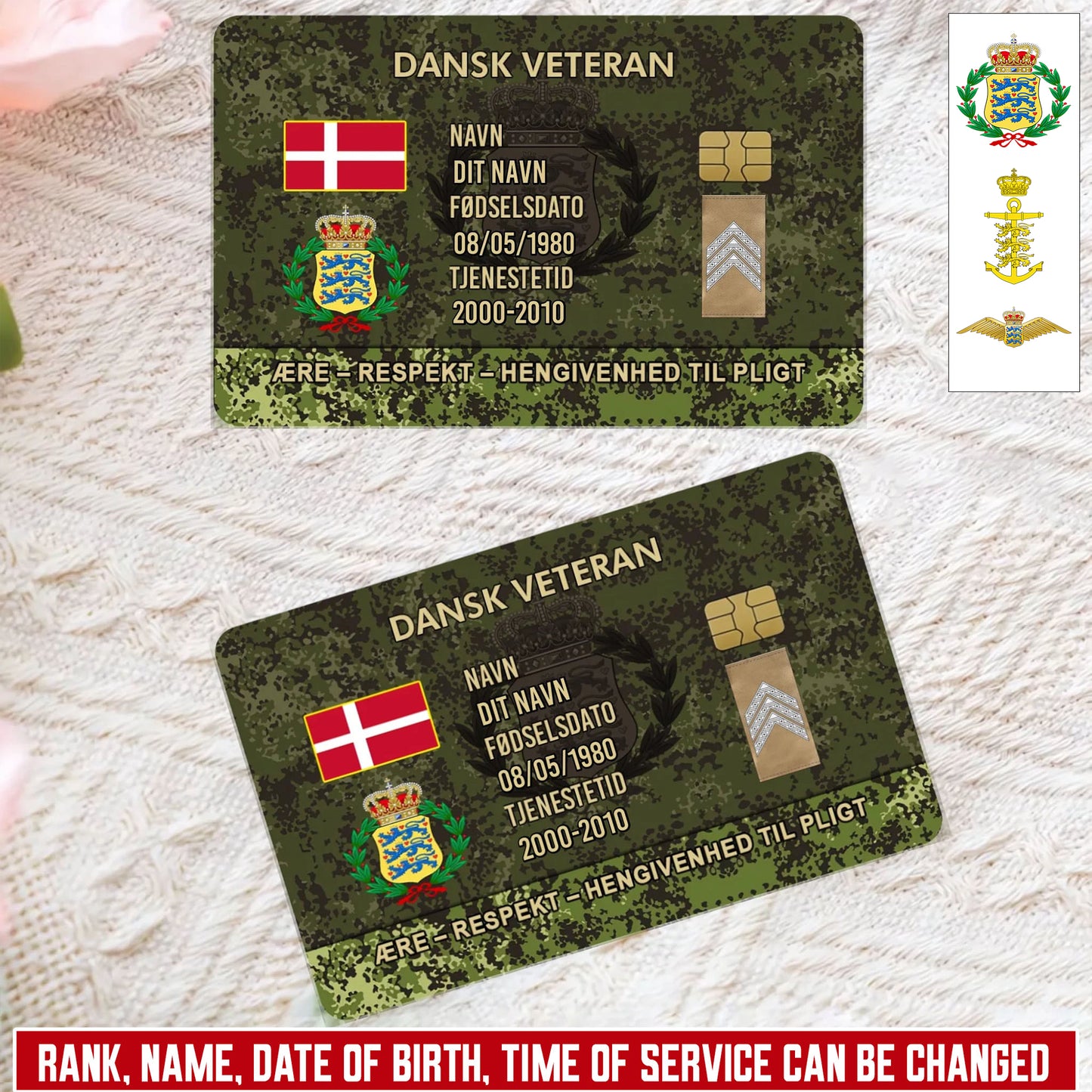Personalized Denmark Soldier/ Veteran With Rank, Name And Year Aluminum Wallet Card - 17637696