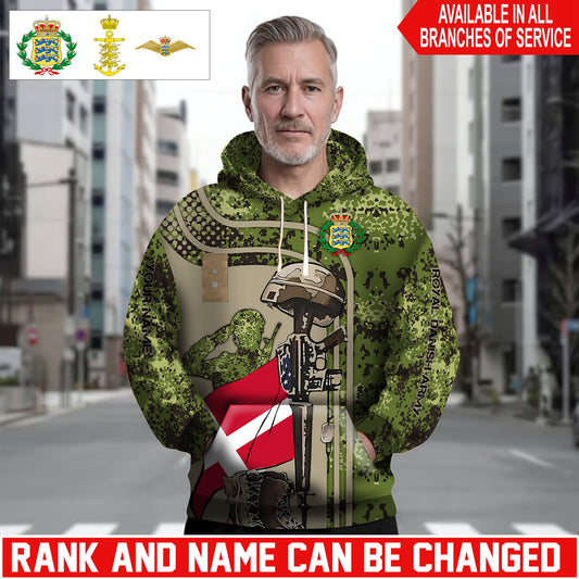 Personalized Denmark Soldier/Veteran Camo with Name and Rank Hoodie Sweater All Over Printed - 1762905607