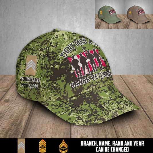 Personalized Rank, Year And Name Denmark Soldier/Veterans Baseball Cap - 17676576