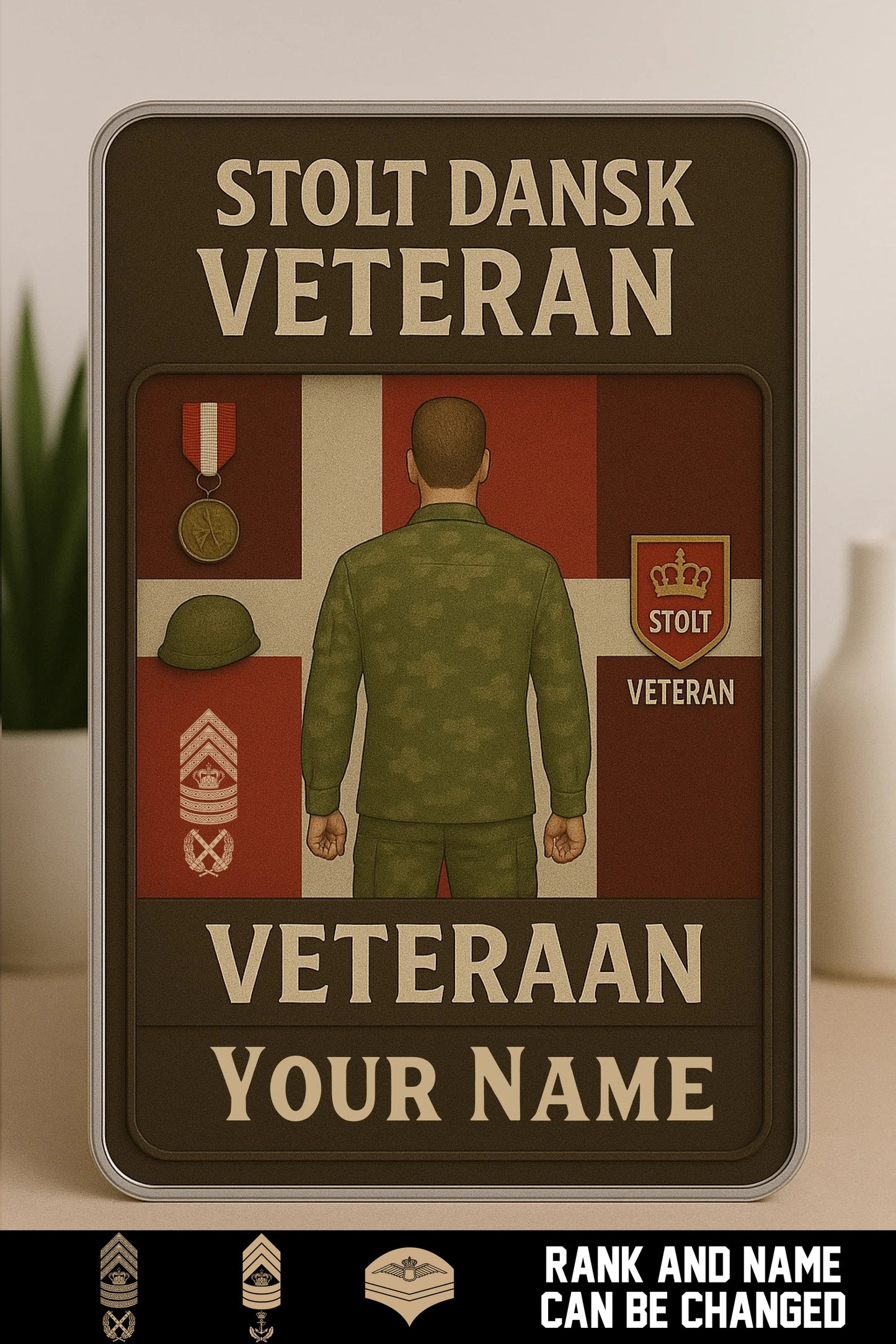 Personalized Denmark Soldier/ Veteran With Rank And Name Custom Shape Acrylic Plaque - 17472672