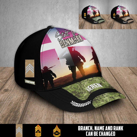 Personalized Rank And Name Denmark Soldier/Veterans Baseball Cap - 17680032