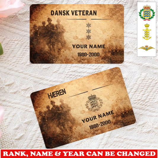 Personalized Denmark Soldier/ Veteran With Rank, Name And Year Aluminum Wallet Card - 17735328
