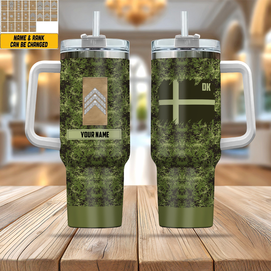 Personalized Denmark Soldier/ Veteran Camo With Name And Rank 40oz Tumbler 3D Printed - 2401240001