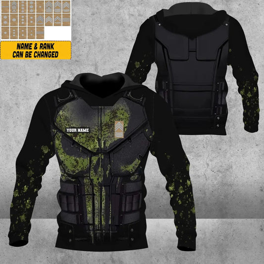 Personalized Denmark Soldier/ Veteran Camo With Name And Rank Hoodie - 0812230001