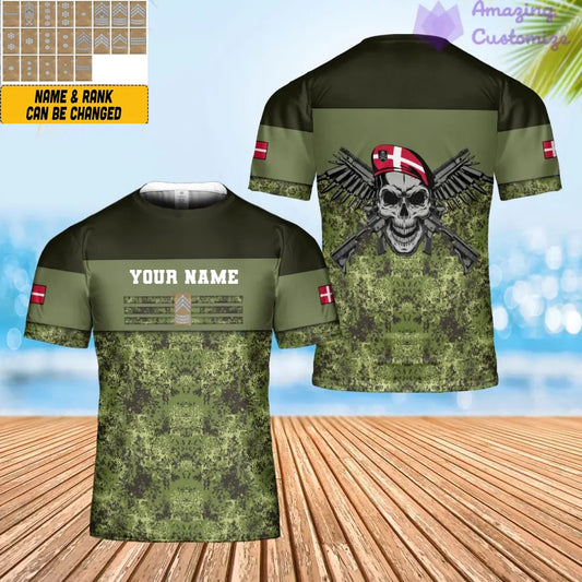 Personalized Denmark Soldier/ Veteran Camo With Name And Rank T-shirt 3D Printed - 0502240003