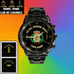 Personalized Denmark Soldier/ Veteran With Name And Rank Black Stainless Steel Watch - 0803240001 - Gold Version