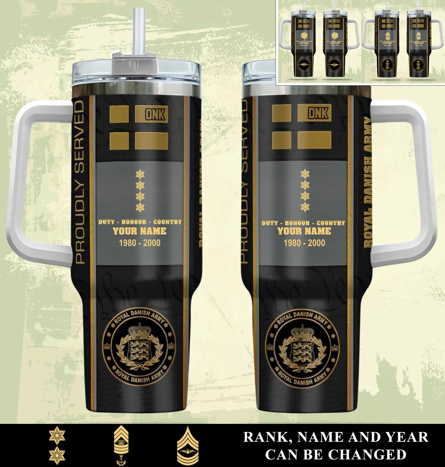 Personalized Denmark Veteran/ Soldier With Rank, Year And Name Camo Tumbler - 17434656