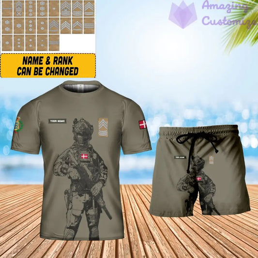 Personalized Denmark Soldier/ Veteran Camo With Name And Rank Combo T-Shirt + Short 3D Printed -17042401QA