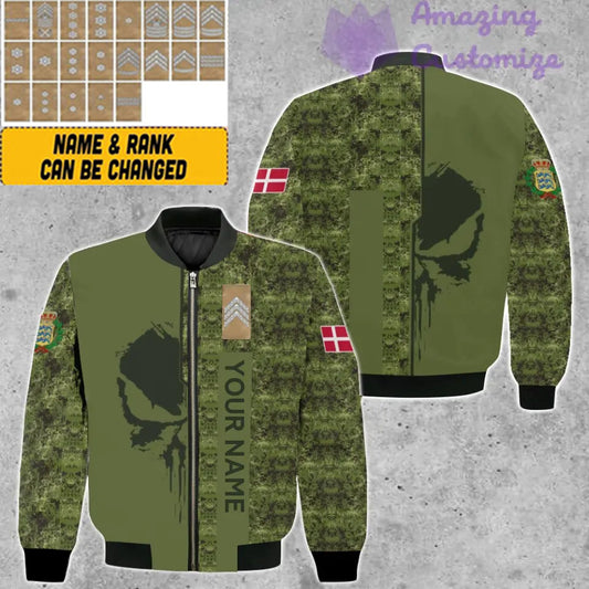Personalized Denmark Soldier/ Veteran Camo With Name And Rank Bomber Jacket 3D Printed - 10052401QA